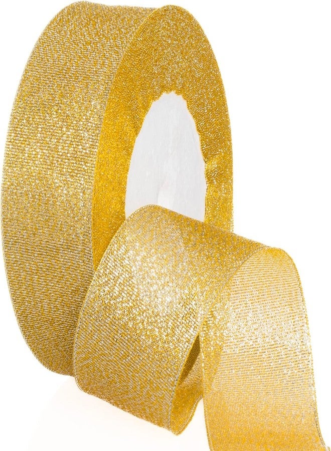 IMPRINT 1.5 Inch Gold Sparkly Metallic Fabric Ribbon, 25 Metres - Image 1